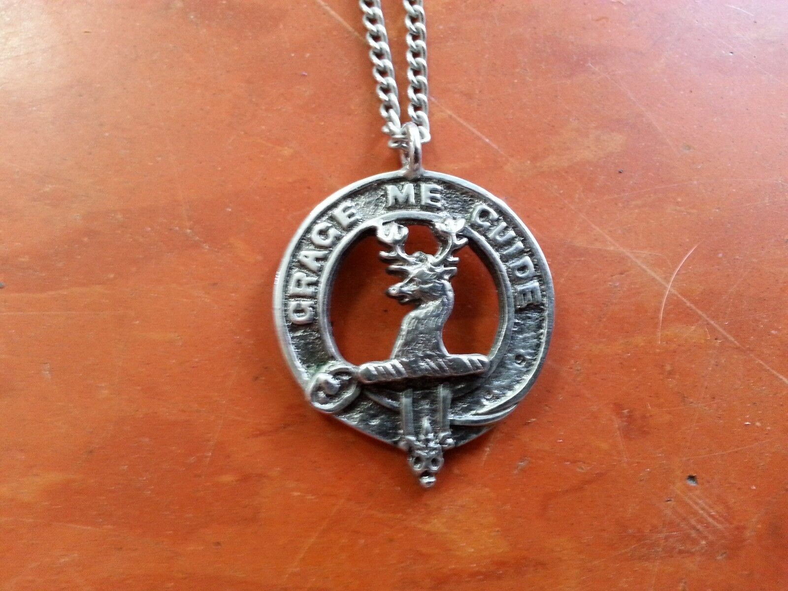 FORBES  FAMILY CREST NECKLACE PEWTER SCOTLAND SCOTTISH FAMILY NEW Vintage 
