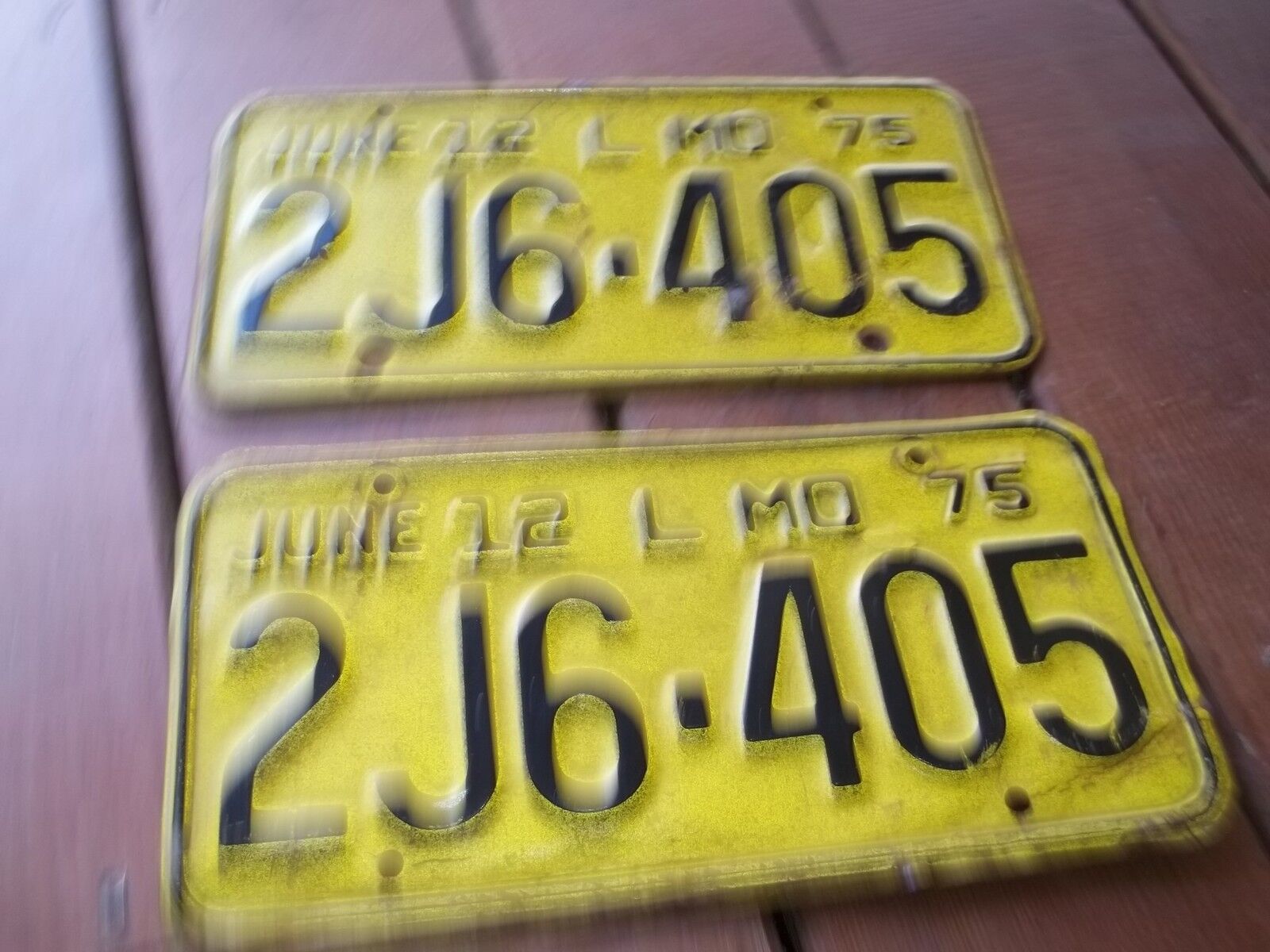 JUNE 12 L MO 1975 Missouri 2J6 405 License Plate Pair