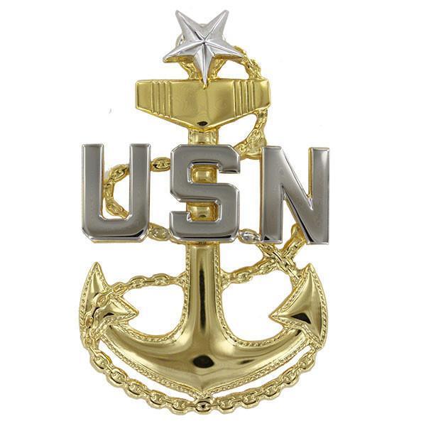 REGULATION SENIOR CHIEF PETTY OFFICER SCPO E-8 GOLD LAPEL PIN US NAVY ENLISTED