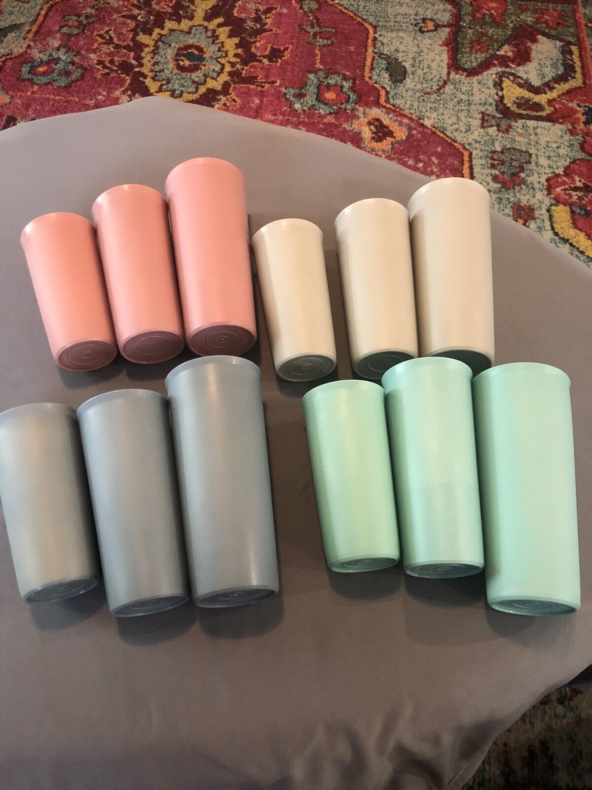 Tupperware Tumblers Country Pastels Weighted Rare Stacking Sets (12 Cups)