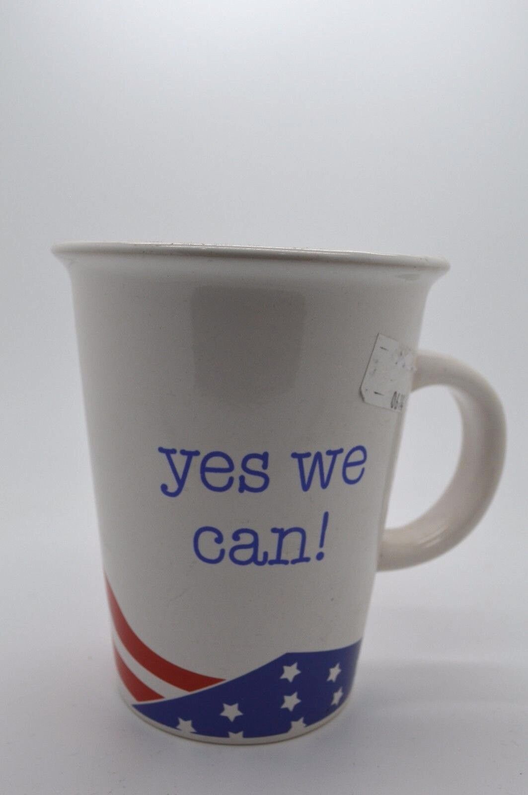 Yes We Can American Flag Red White Blue Coffee Tea Glass Mug 4 1/2\