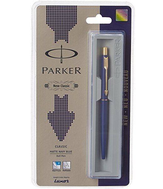 PARKER CLASSIC MATTE NAVY BLUE GOLD TRIM BALL PEN WITH FREE WORLDWIDE SHIPPING