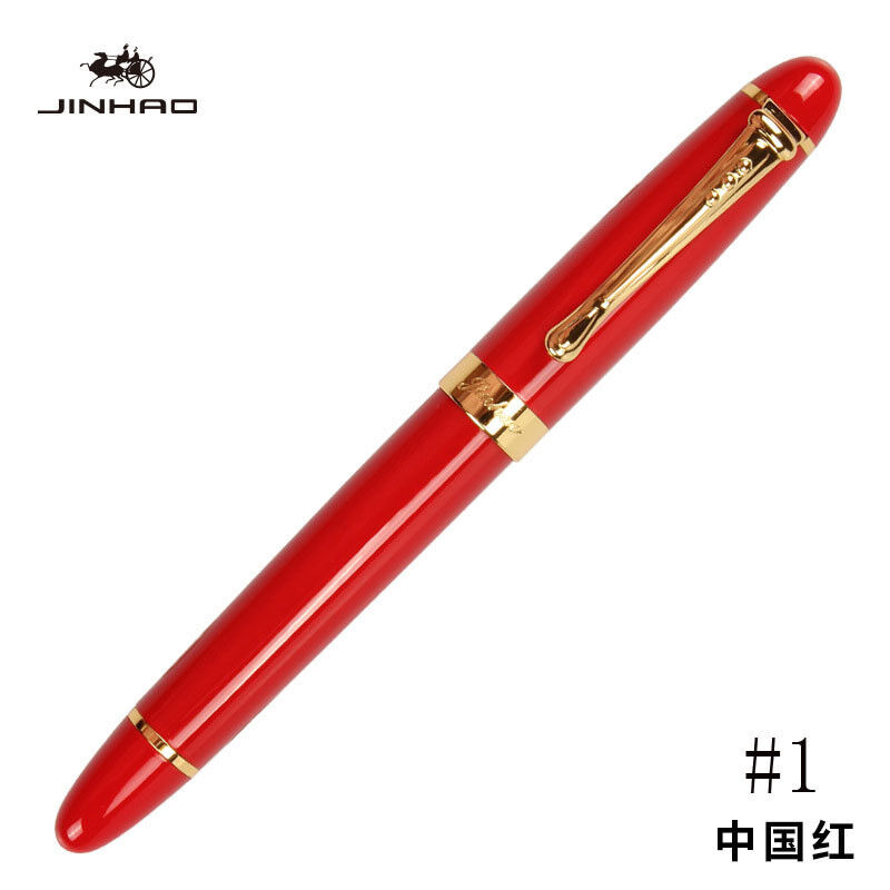 Luxury Jinhao X450 Metal Gold Clip Fountain Pen Push Fine Nib 0.5mm Writing Chic