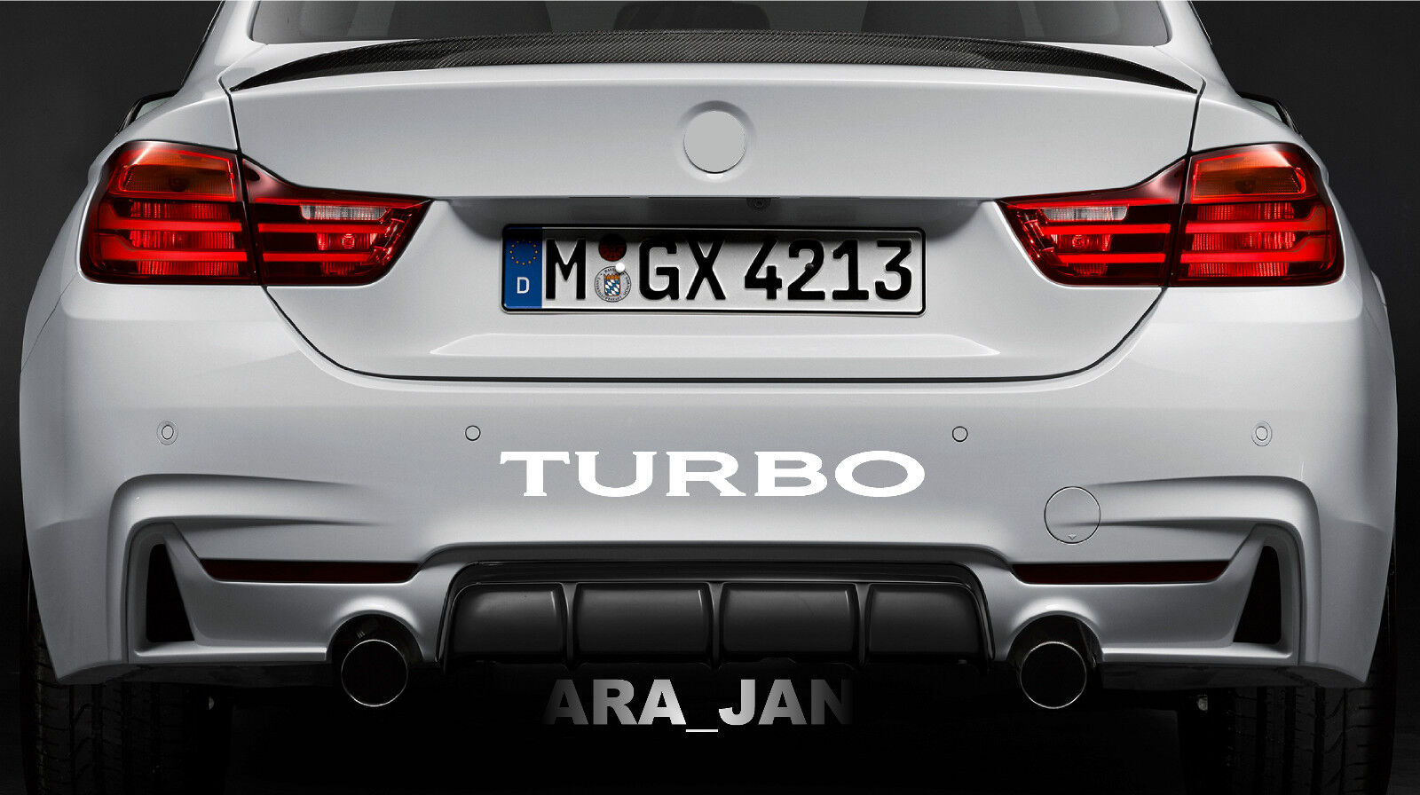 TURBO Vinyl Decal racing sport speed car bumper logo emblem sticker WHITE