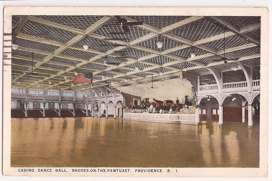 Providence R.I.Casino Dance Hall, Rhodes-on -the-Pawtuxet. Antique Postcard 1923