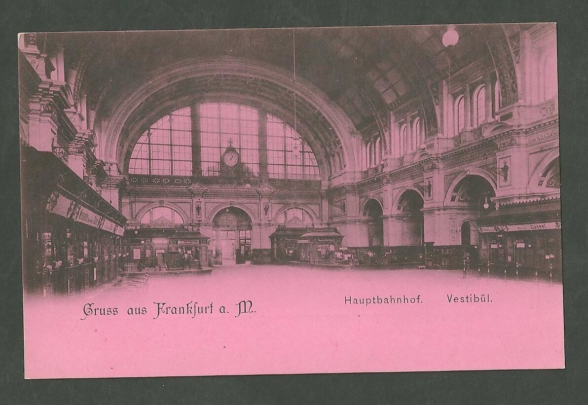 Unused Pre 1915 German Postcard Gruss Aus Frankfort A.M. Hauptbahnhof Vestibul