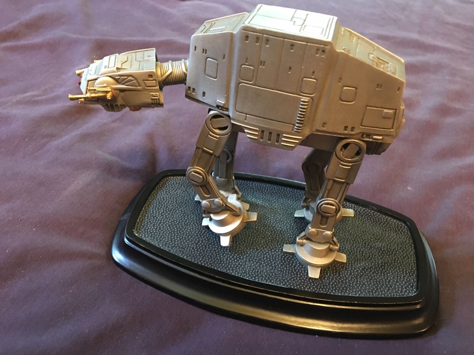 Star Wars Pewter AT-AT with 24kt gold accents and base Franklin Mint 1993 