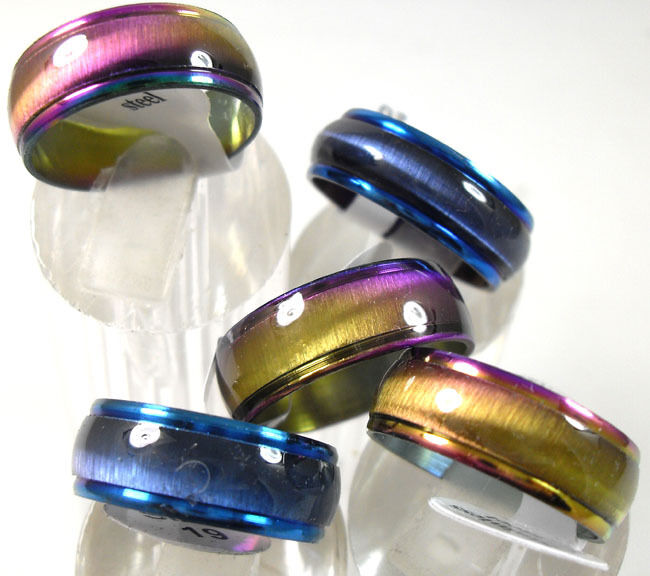 100x Cat Eye Color Mix Stainless Steel Band Ring Wholesale Fashion Jewelry Lots