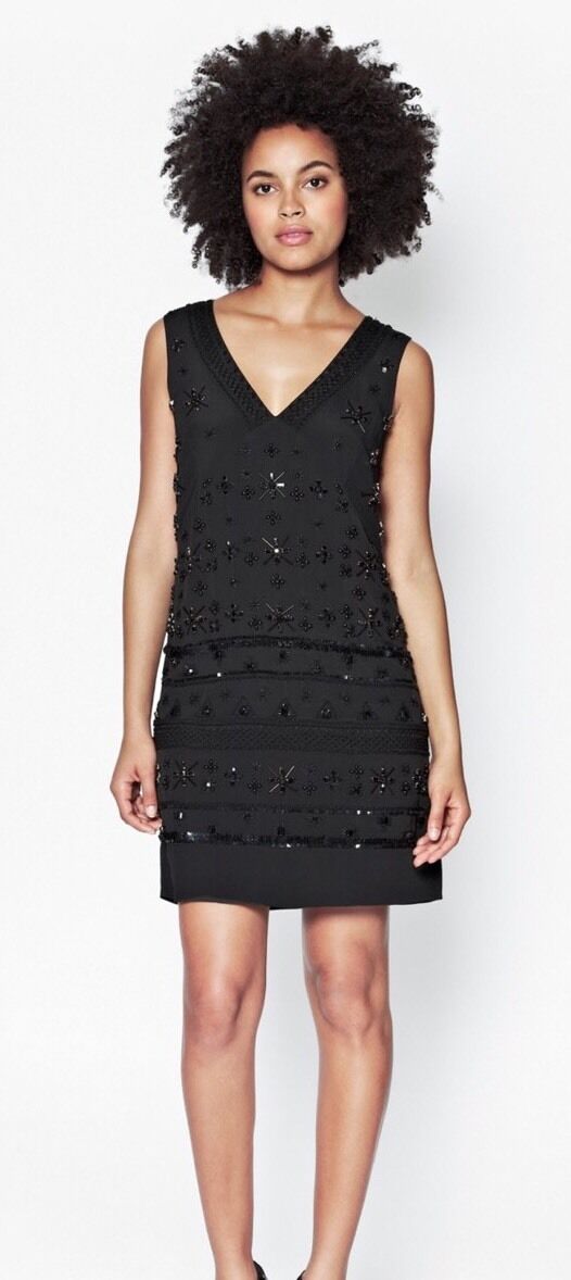 NWOT French Connection Woman Dress Cocktail Beads And Sequins Black SZ 4 Beauty