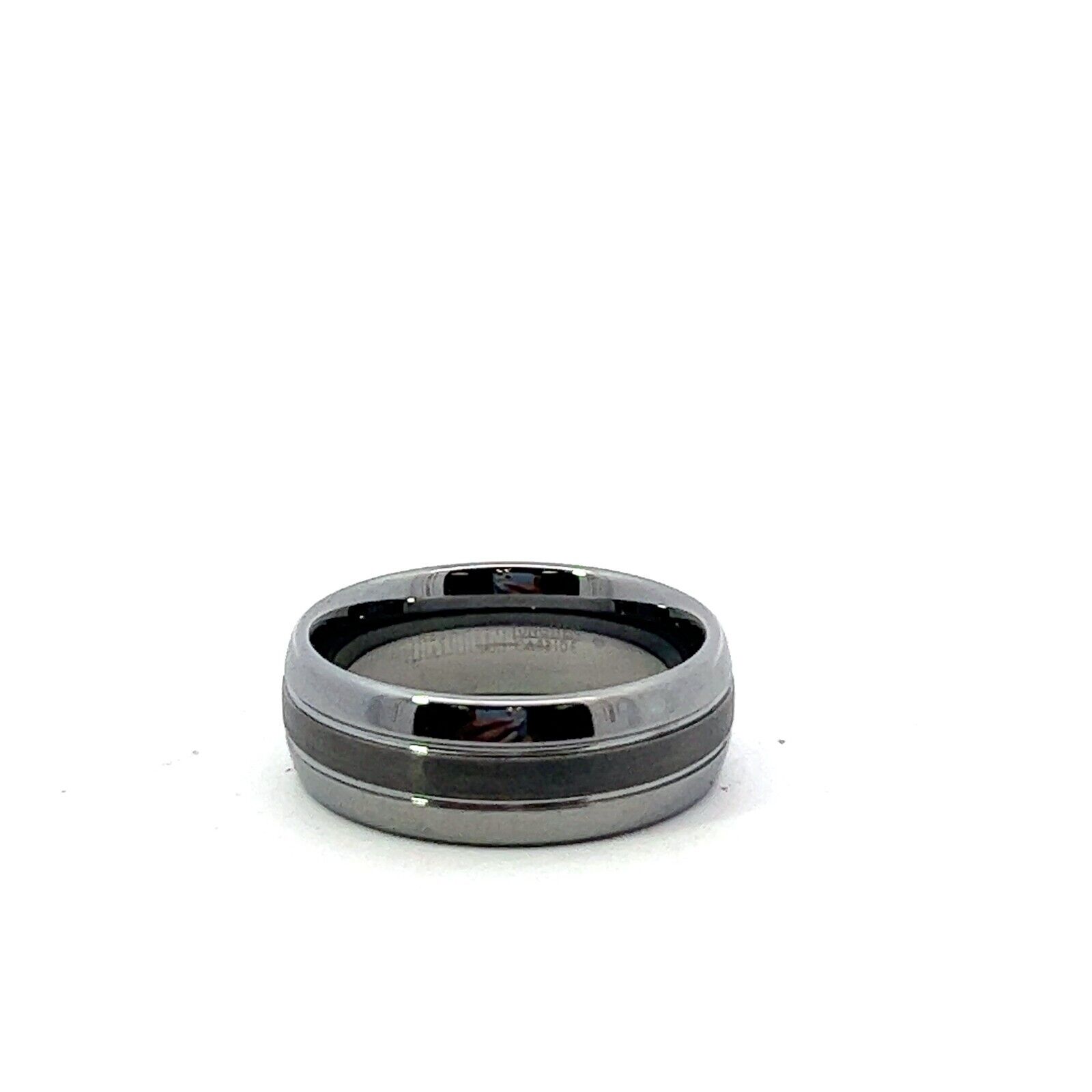 Triton Tungsten Carbide Double Groove Satin Gray Center 8mm Band Ring