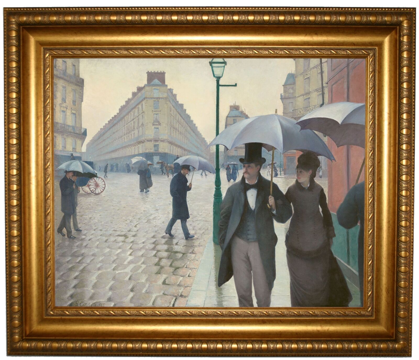 Caillebotte Paris Street in Rainy Weather 1877 Framed Canvas Print Repro 16x20