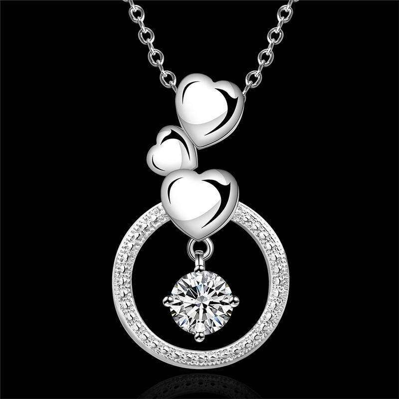 WOMEN lady 925 Silver Fashion cute Charm Austrian crystal Wedding Necklace N691