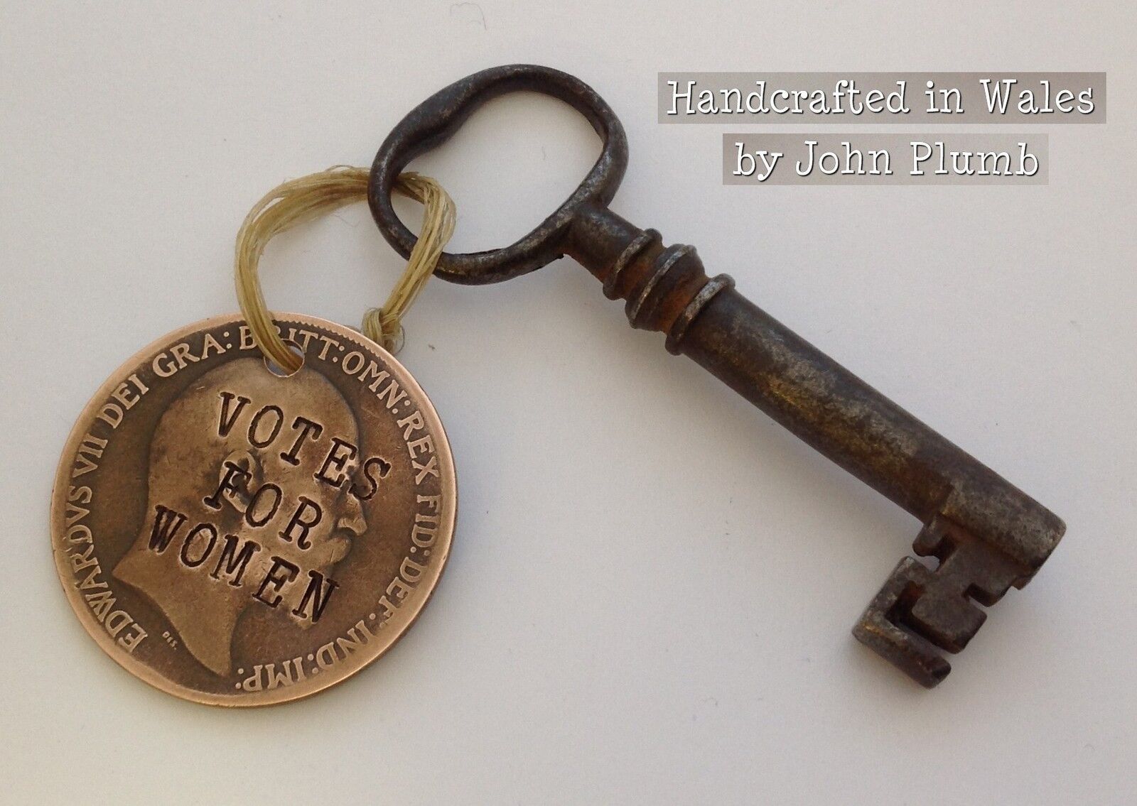 Edward VII Defaced Penny Coin Suffragette KeyFob Votes for Women Emily Pankhurst