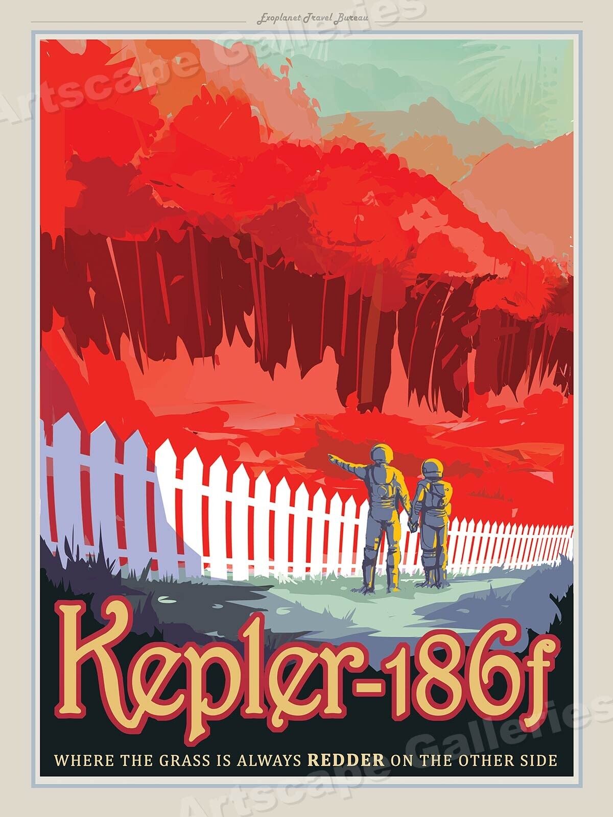 “Visit Kepler-186f” Space Exploration Retro NASA Space Travel Poster - 18x24
