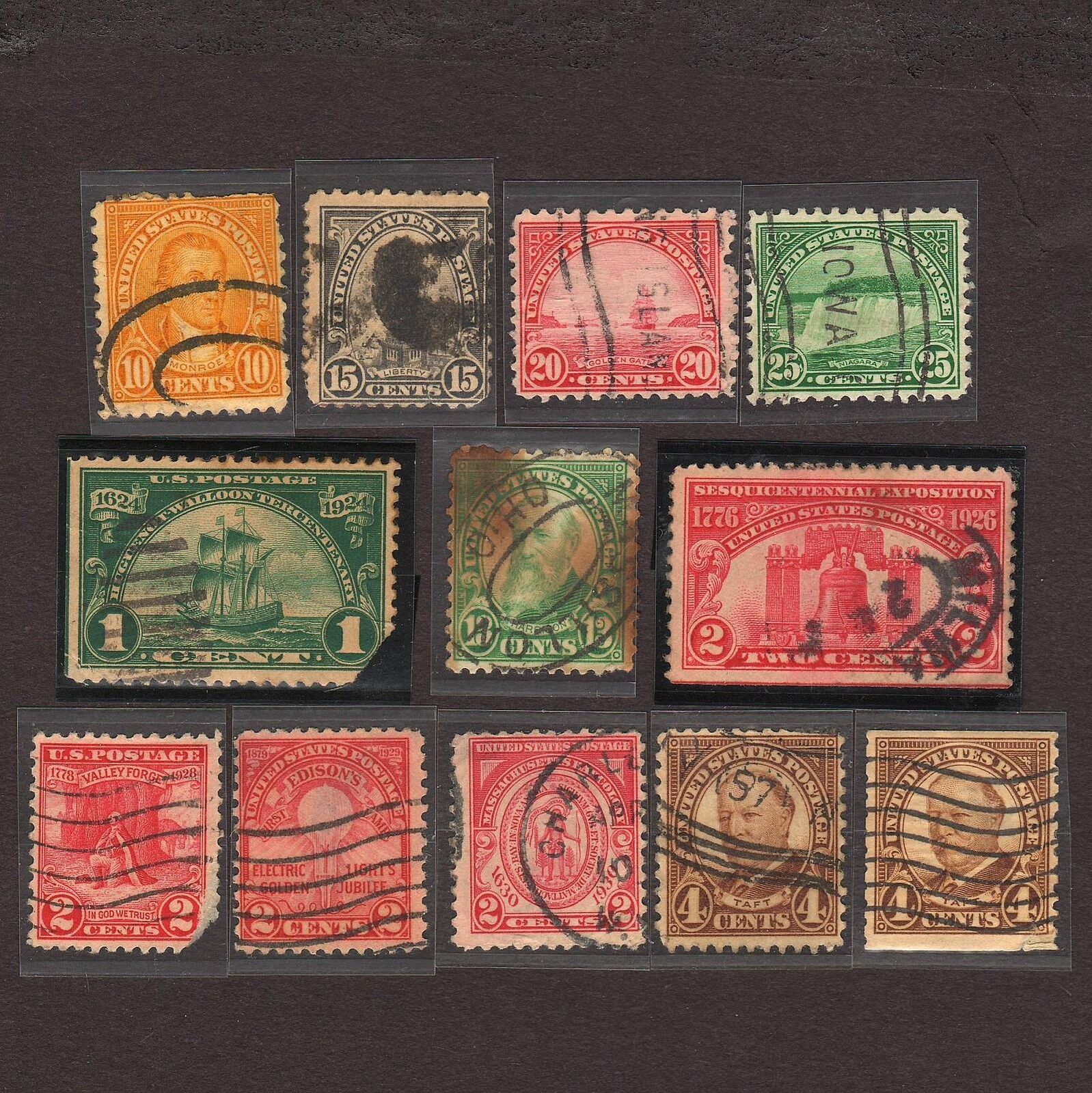 Scott #562 566-7-8 614 622 627 645 654 682-5-7 USA 12 used postage stamps 03S