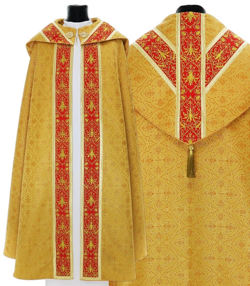 Gold/red Semi Gothic Cope with stole KY630-GC16p Vestment Capa pluvial Dorada