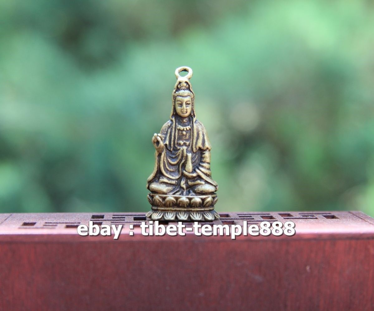 4 CM Tibet 100% Pure Bronze Kwan-yin Guanyin Bodhisattva Buddha Amulet Pendant