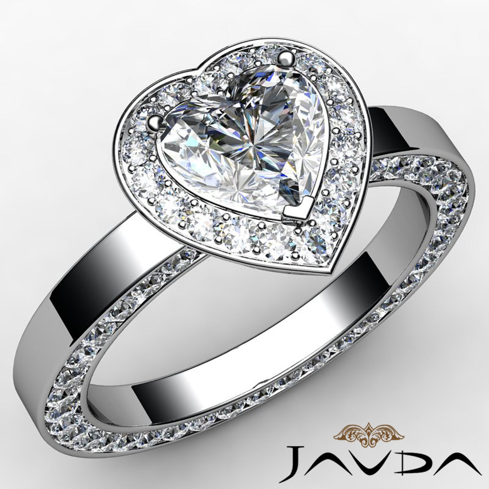 Heart Shape Diamond Engagement Eternity Ring GIA H SI1 Clarity Platinum 2.35 ct