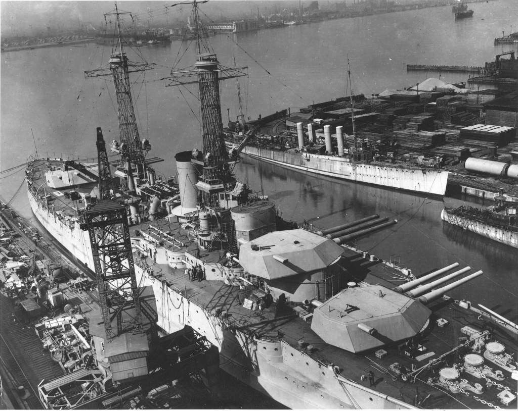 WWII B&W Photo US Navy Battleship USS Idaho BB-42  WW2 World War Two  / 7006