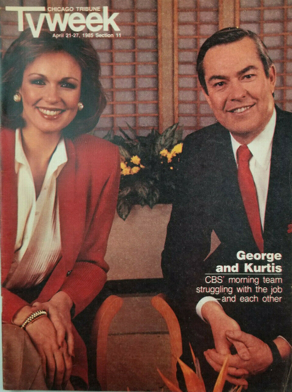Chicago Tribune TV Week April 1985 George & Kurtis CBS Morning News Team NoML VG