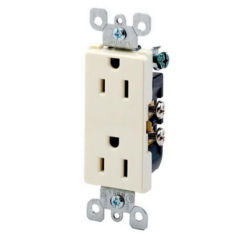 (10) Leviton 2-Pole, 3-Wire Grounding Duplex Outlet Receptacle 15A-125V - Ivory