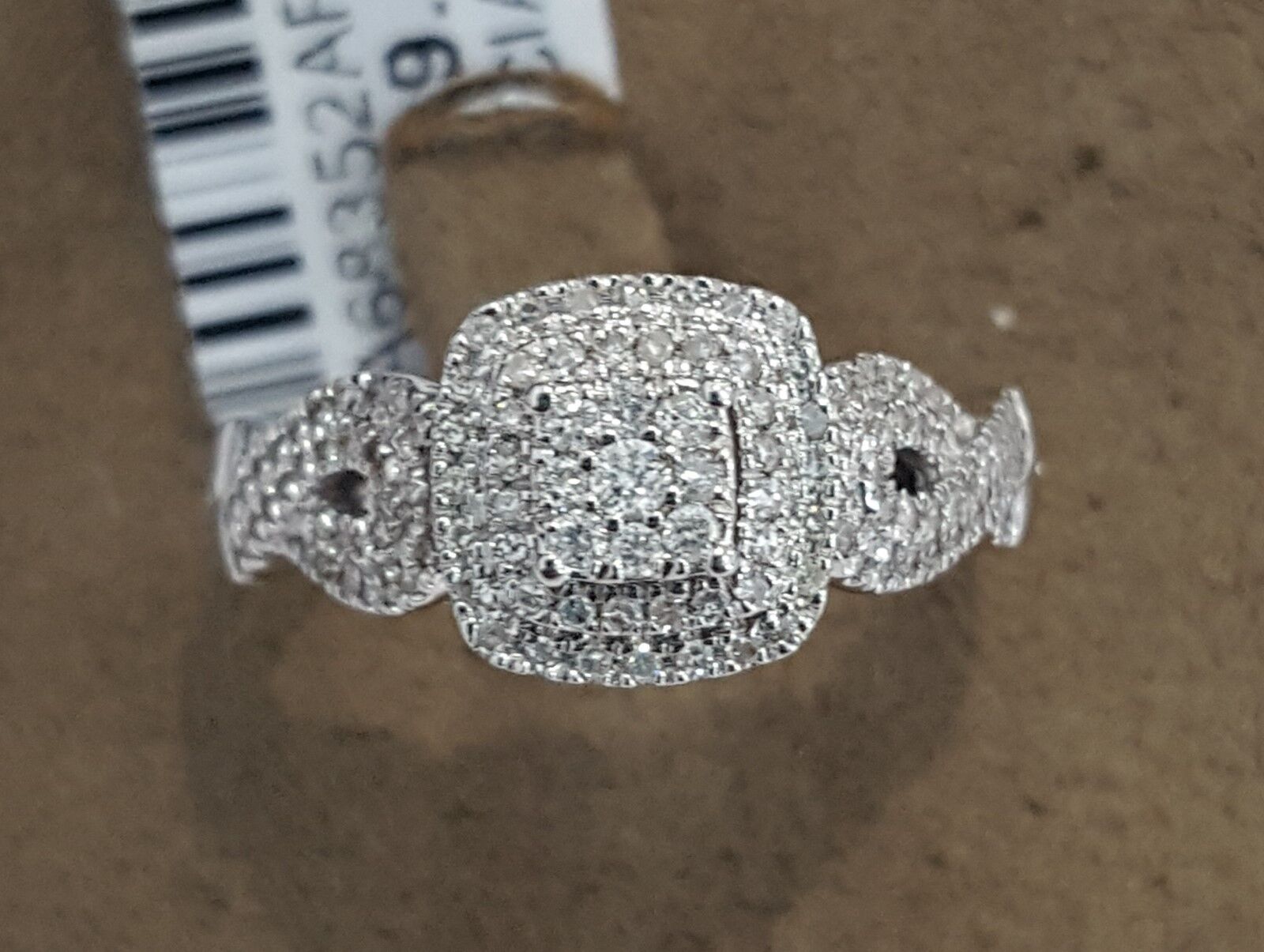 10k White Gold Double Halo Round Wedding Bridal Vinatge Diamond Engagement Ring 