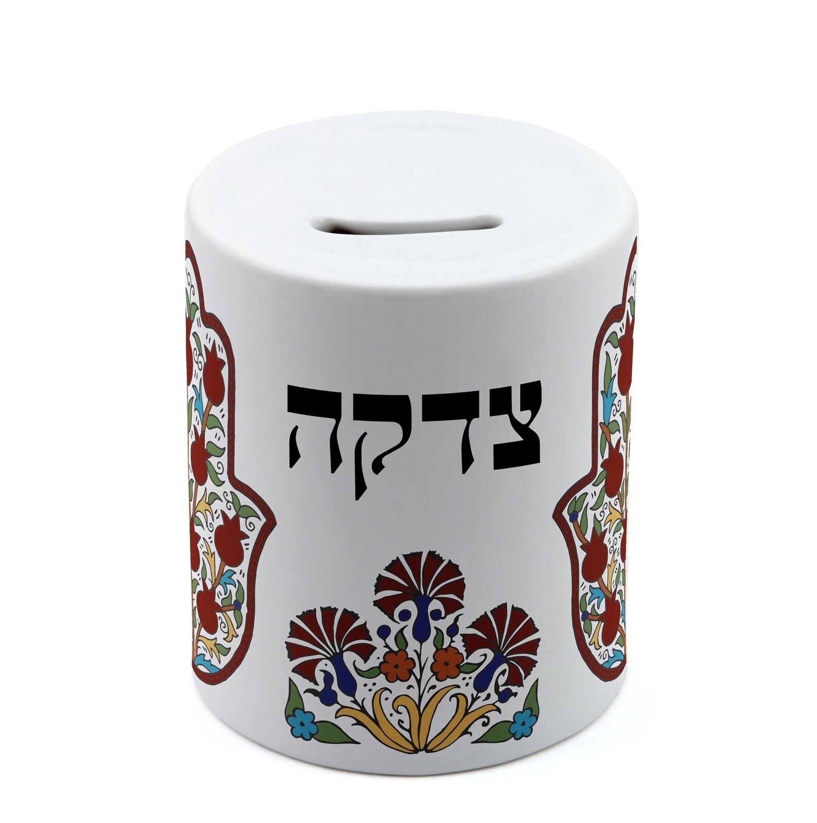 Charity Box money save Gift Israel Armeni Ceramic Tzedakah Judaica hamsa hand