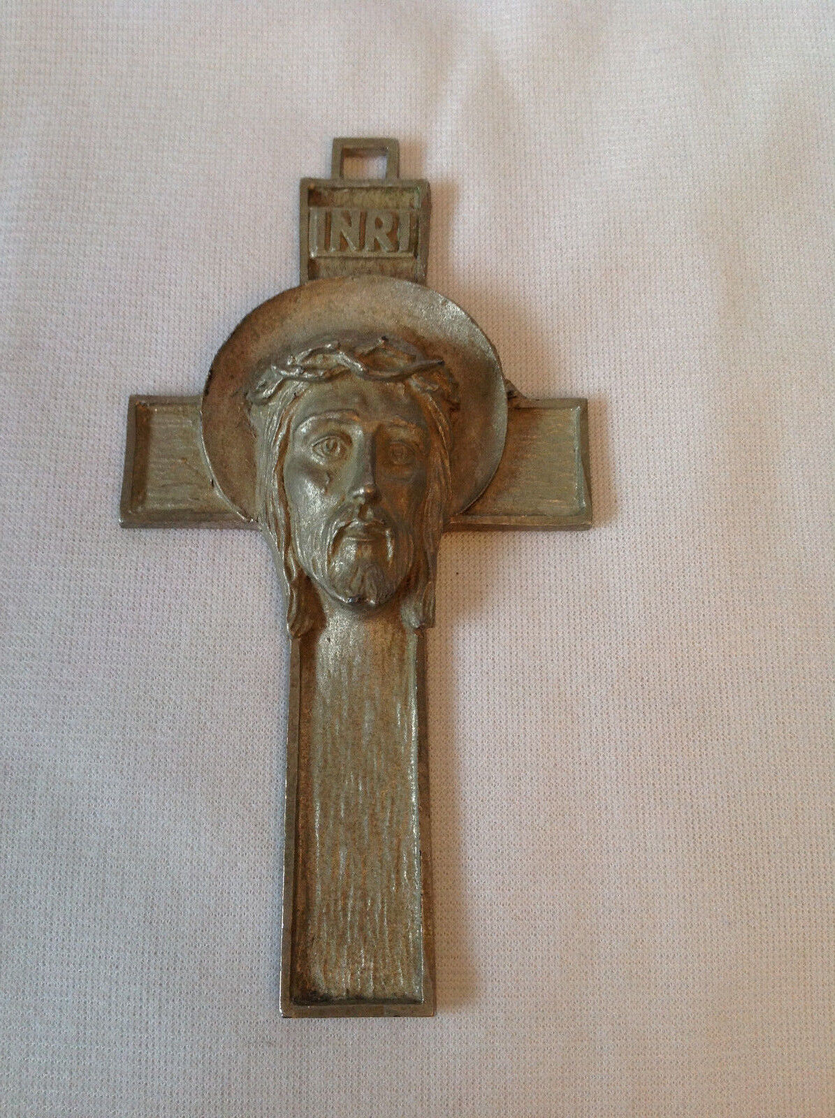 Vintage Rare Metal Head of Jesus Christ Cross Made in Italy L@@@@K 