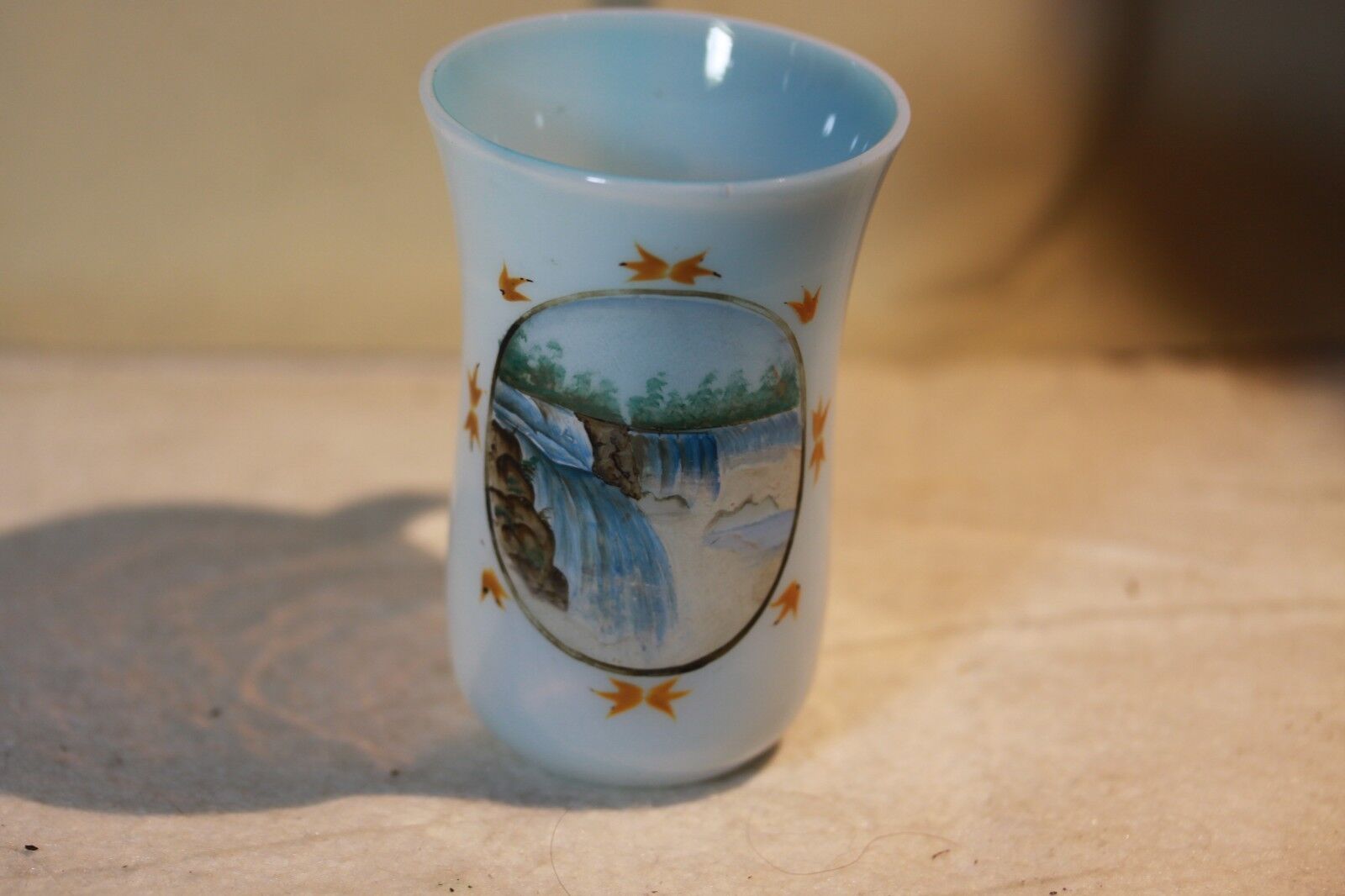  Victorian Era Antique Bristol Glass Hand Painted Niagara Falls MUG Cup RARE