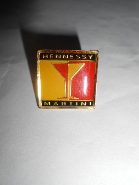 VTG New 90s Yellow & Red Enameled Hennessy Martini Glass Gold Tone Square Pin