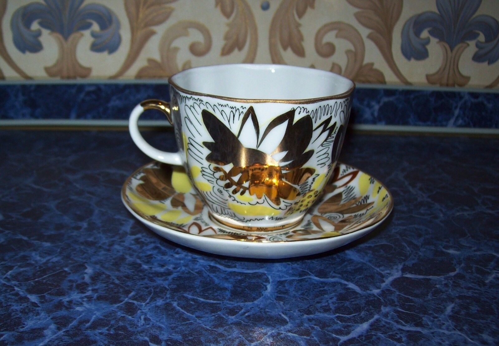 Vintage Russia LFZ Lomonosov factory Porcelain Cup and Saucer \