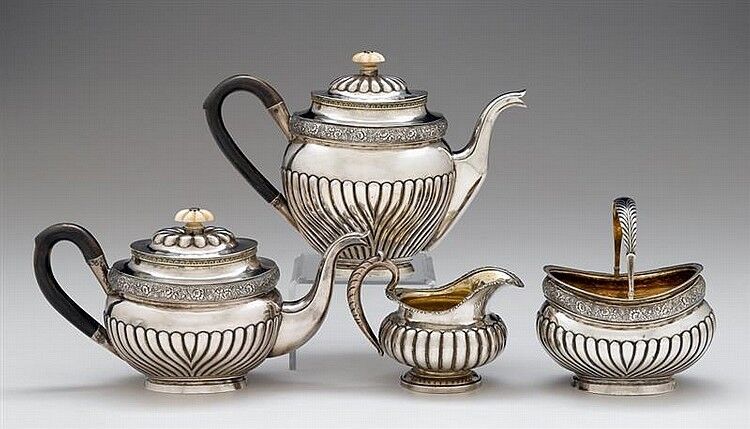19C Antique Russian Silver Coffee Tea Set A.Sperr 1832 
