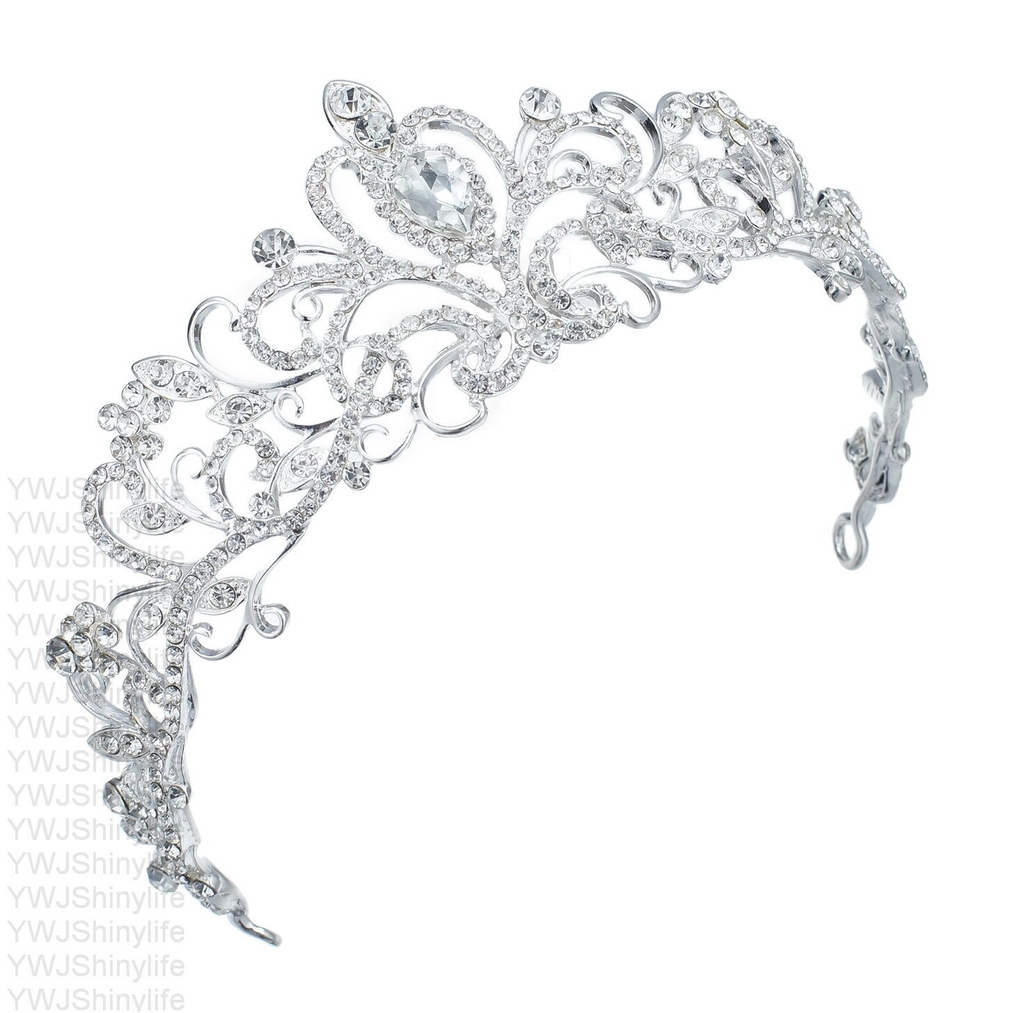 TQ-01 Holy White Clear Rhinestone Crystal Alloy Bridal Wedding Tiara Crown