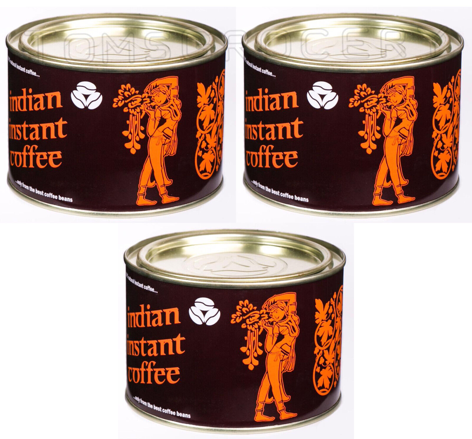 3 INDIAN INSTANT COFFEE 100% Natural Coffee From Best Beans Tins 90g 3.2oz