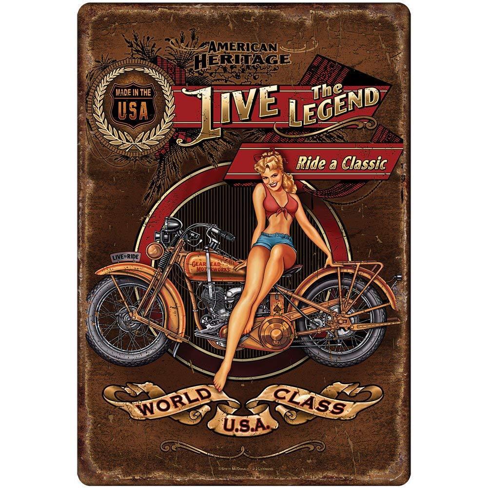 12x18 American Heritage Live The Legend World Class Motorcycle Sign Metal 