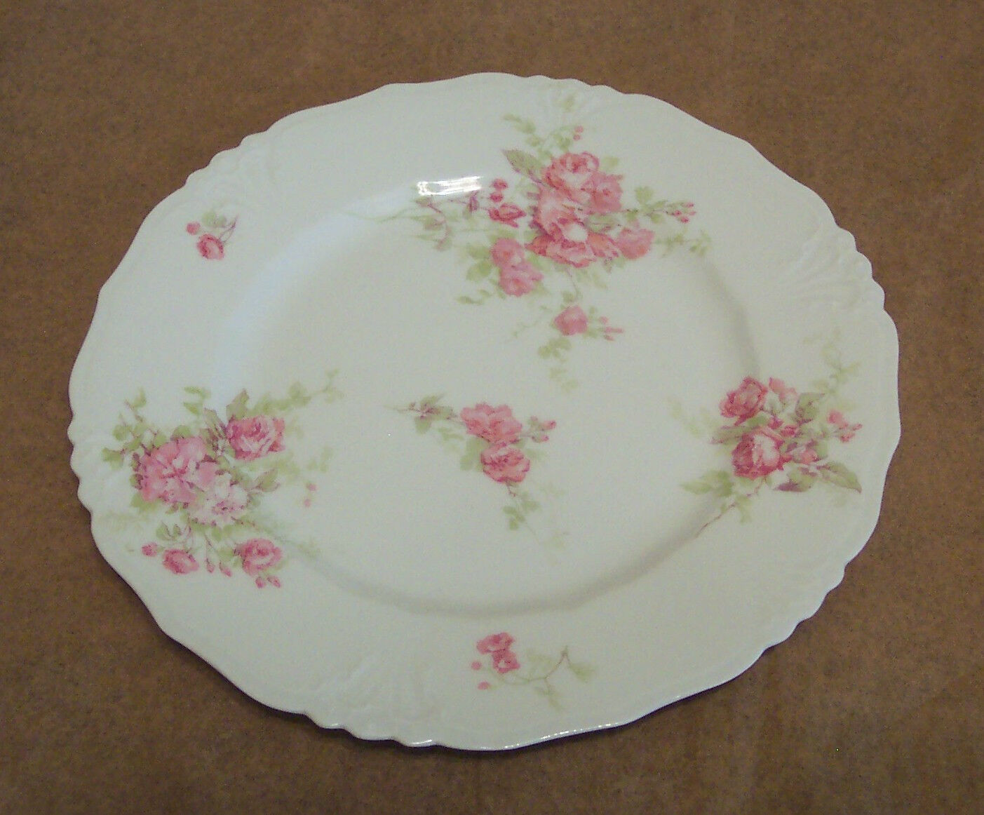 Luncheon Plates (3) Jean Pouyat French Limoges Victorian Pink Sprays