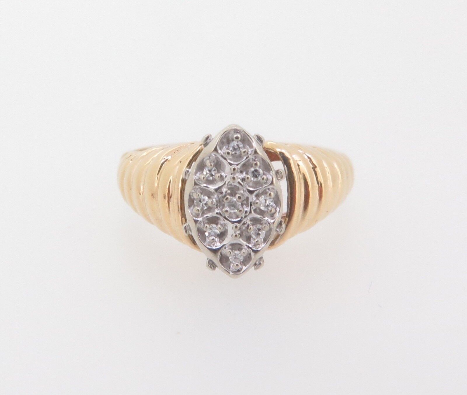 .A Beautiful 10k Gold 0.45ct Diamond Cluster Dress Ring Size K1/2 VAL $1365 