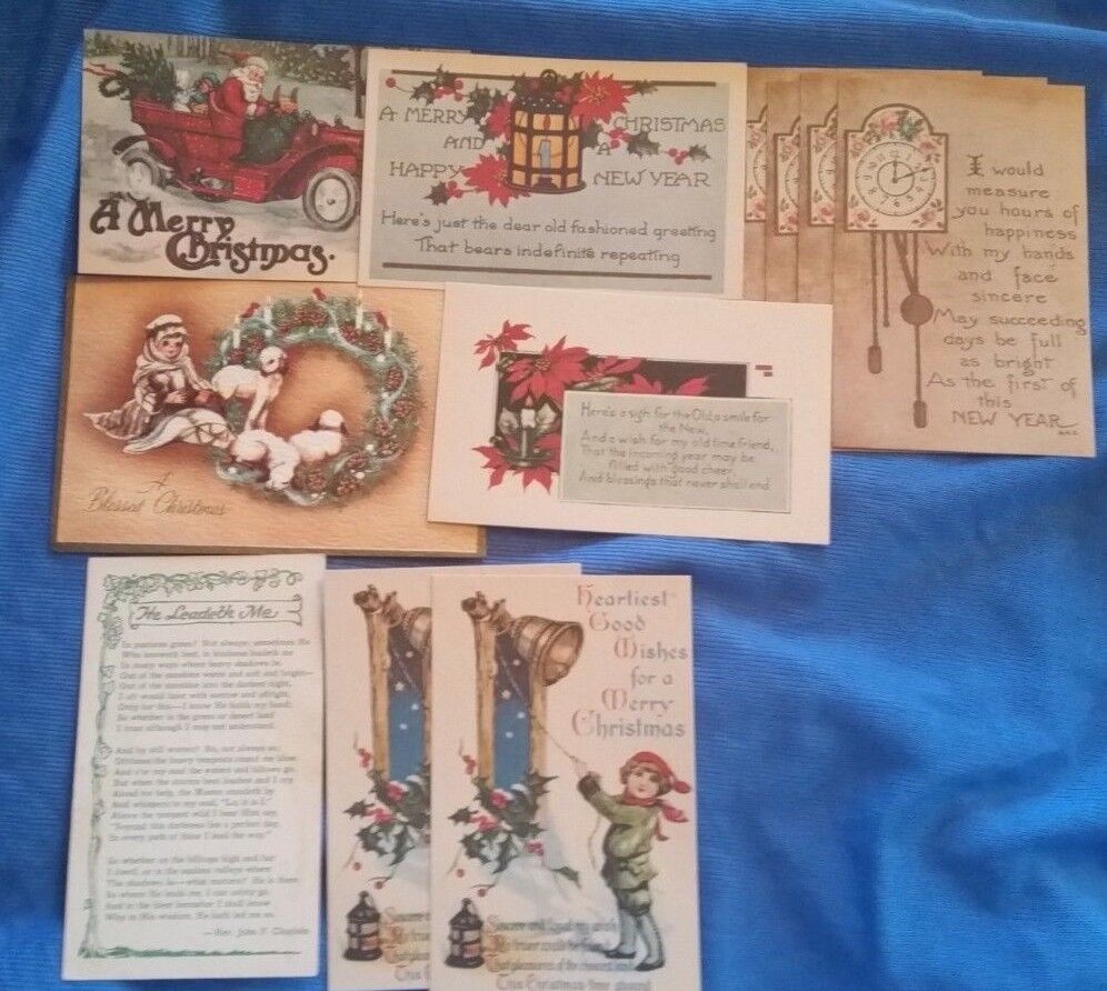 Christmas Card Postcard Lot Christmas Happy New Year Scripture Holiday Vintage