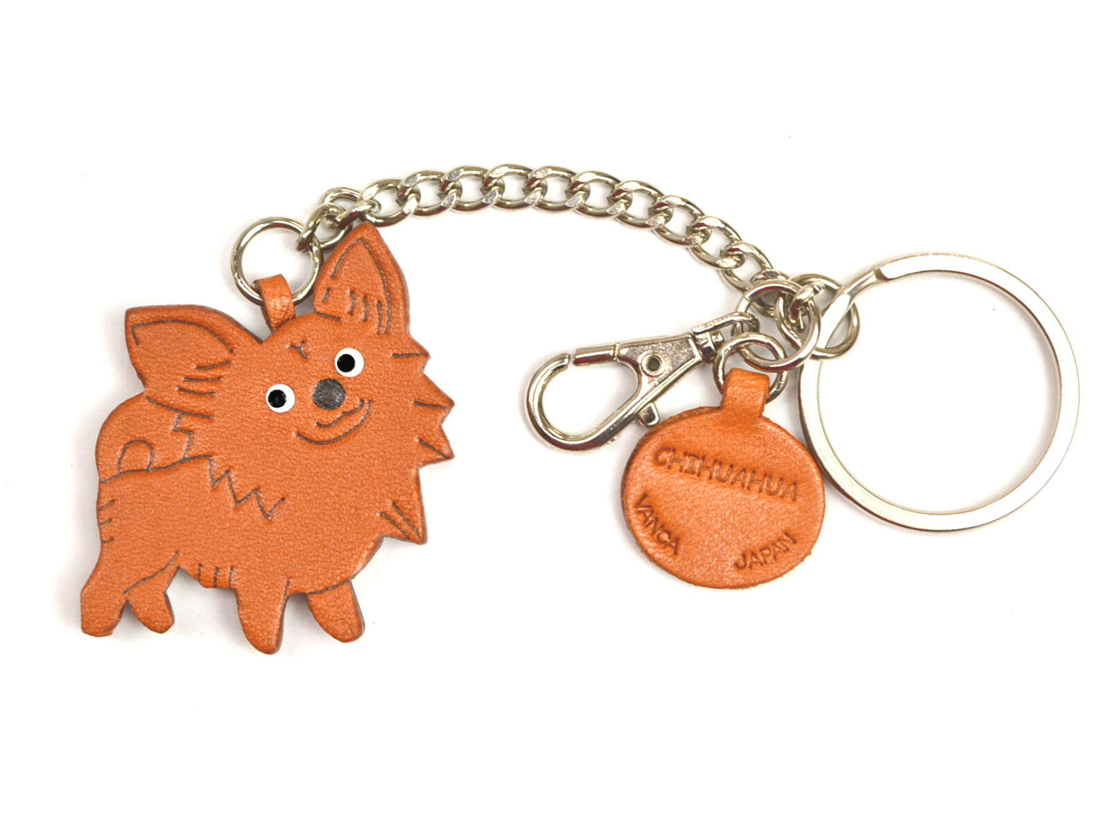 Chihuahua Handmade 3D Leather Dog Keychain Bag/Ring Charm VANCA Japan 26059