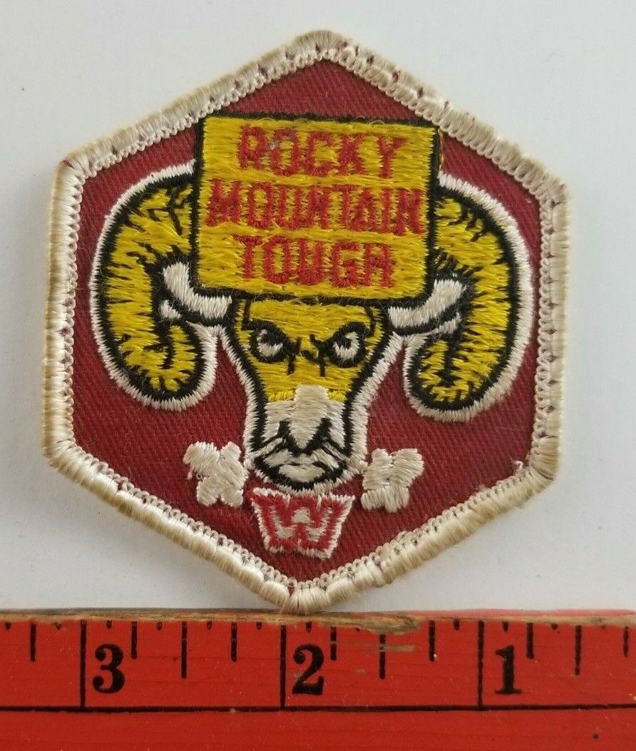 Vintage Rocky Mountain Tough Western Company Ram Head Patch (a bit dirty)