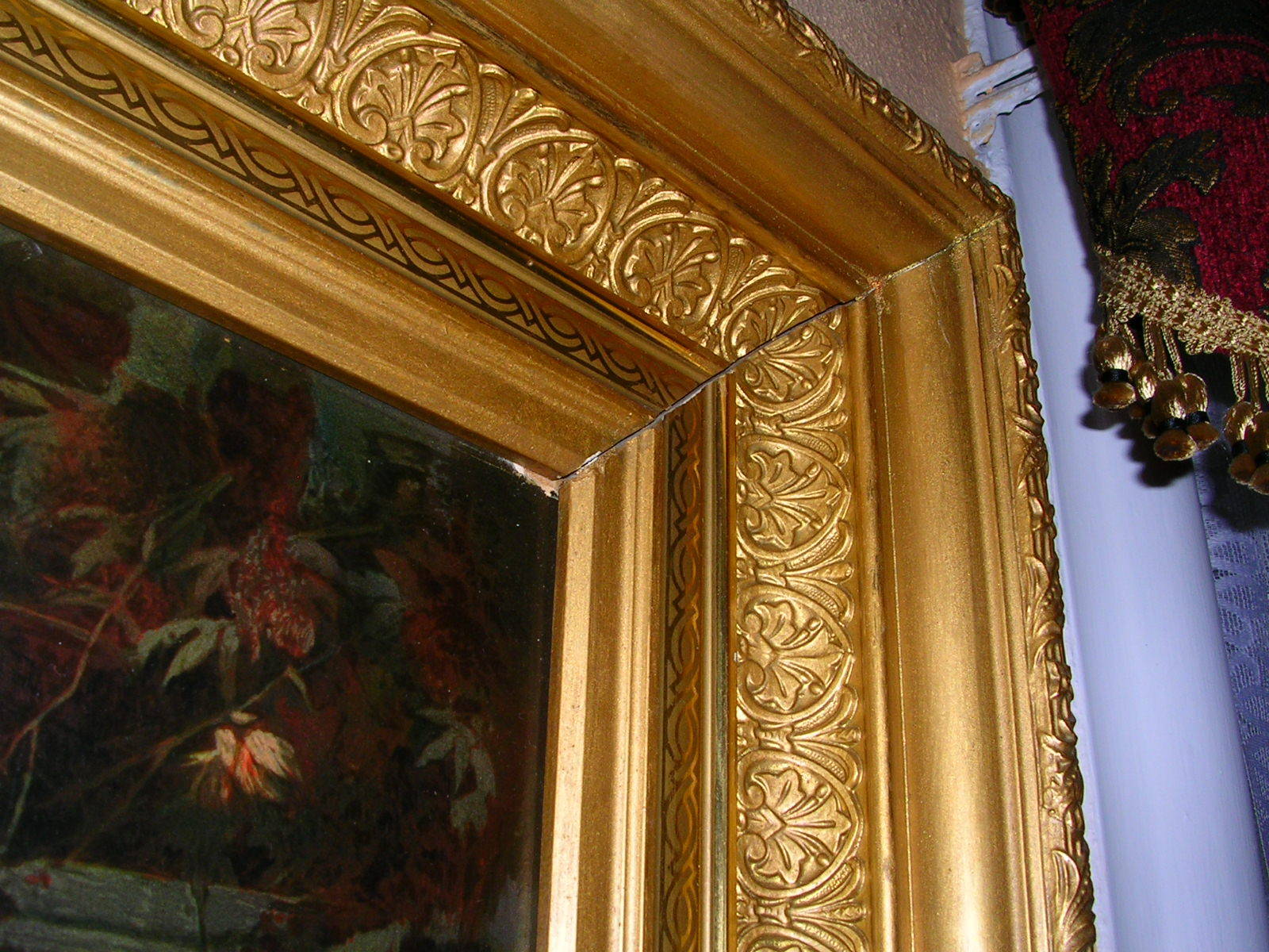 ANTIQUE LARGE GOLD GILDED FRAME. AND ART BY KAULBACH AUGUST FRIEDRICH 1850-1920