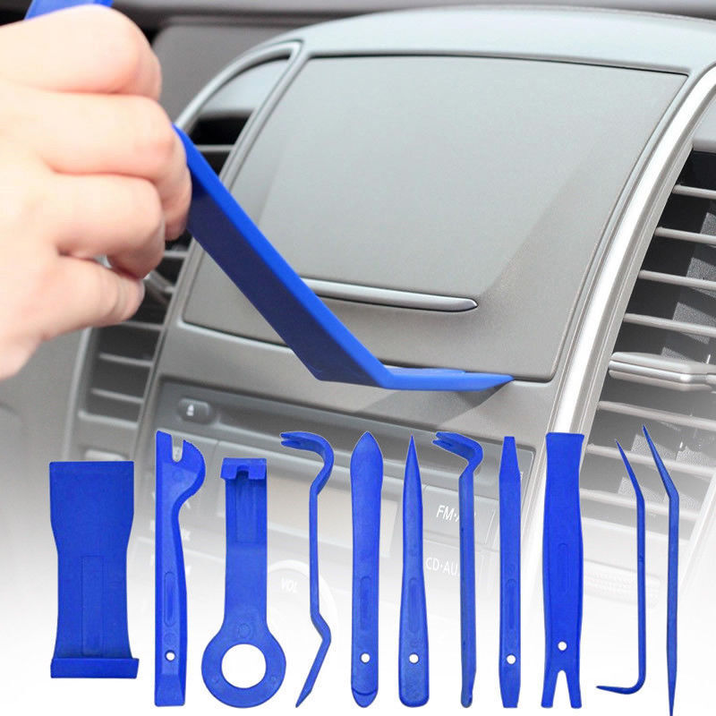 11pcs Blue Car Door Trim Panel Dash Audio Stereo GPS Molding Removal Tools