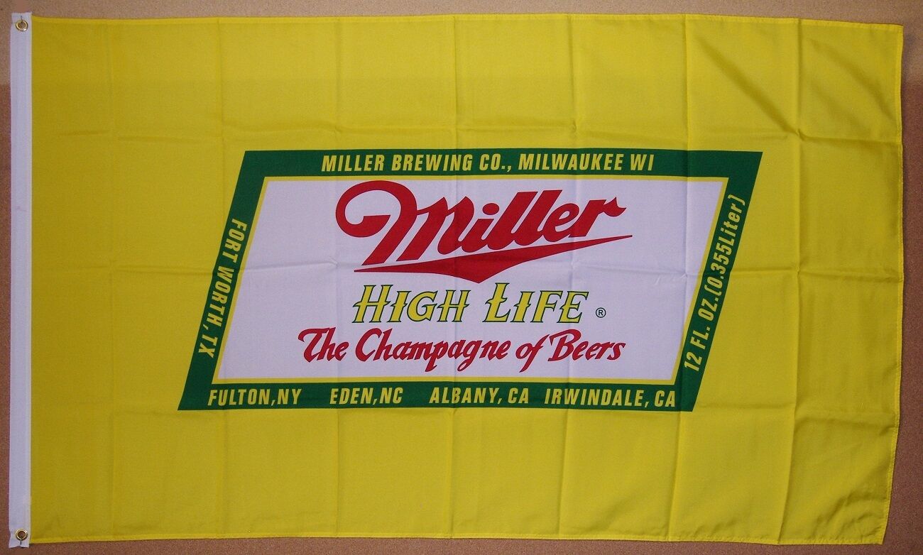 Miller High Life Beer Flag 3\' X 5\' Deluxe Indoor Outdoor Banner