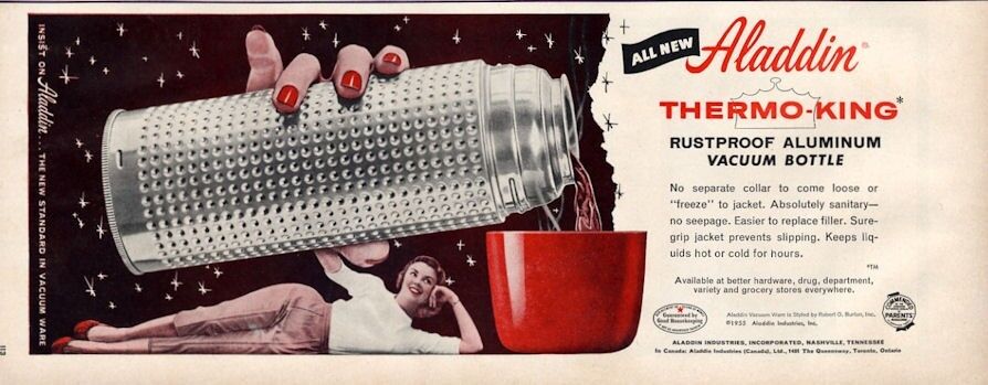 1955 Aladdin PRINT AD Thermo-king Remember these great bottles? Detailed Vintage