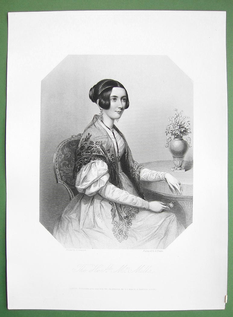QUEEN VICTORIA \'S Court Beauty Honorable Mrs. Mills - SUPERB Print Engraving