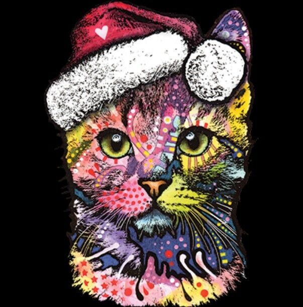 Christmas Cat Shirt - Santa Claus Hat - X-Mas, Small - 5X