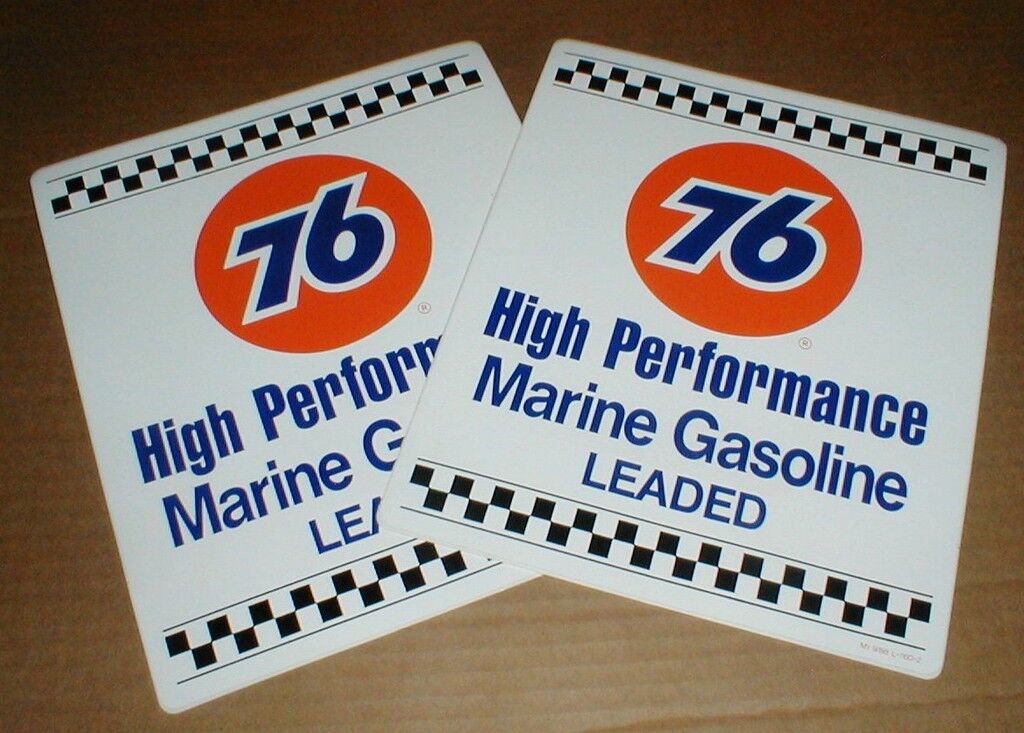 PAIR Union 76 Marine High-Perf Gasoline Gas Pump vintage New decal sticker lot