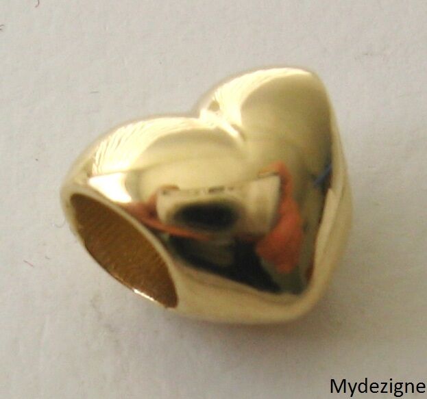GENUINE  SOLID  9K  9ct  YELLOW  GOLD  CHARM  HEART  BEAD 