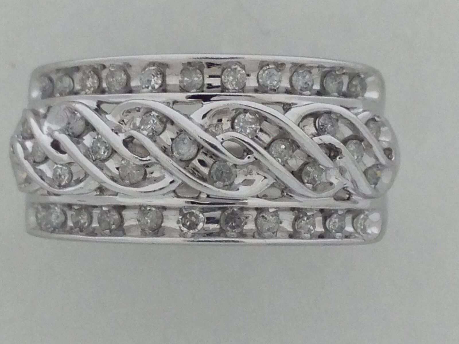 Genuine Diamond Band  Ring Solid 10kt White Gold