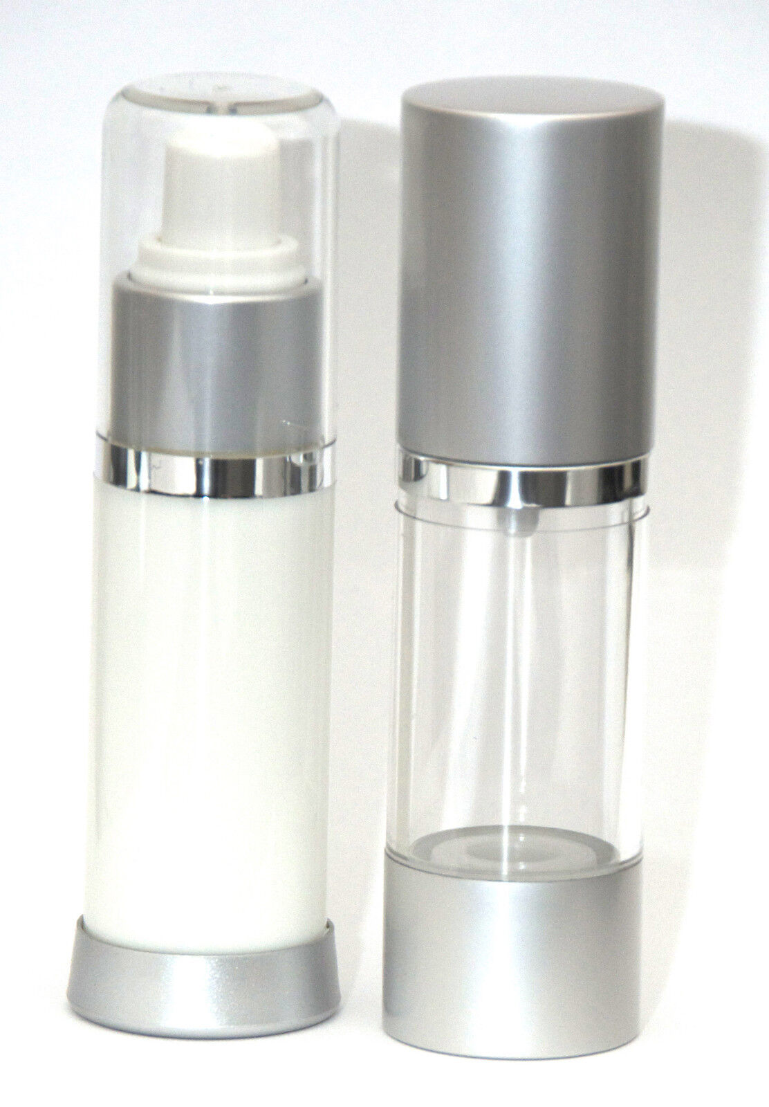 TWO 1 Oz (30 ml) Airless Bottles w/ pump & cover